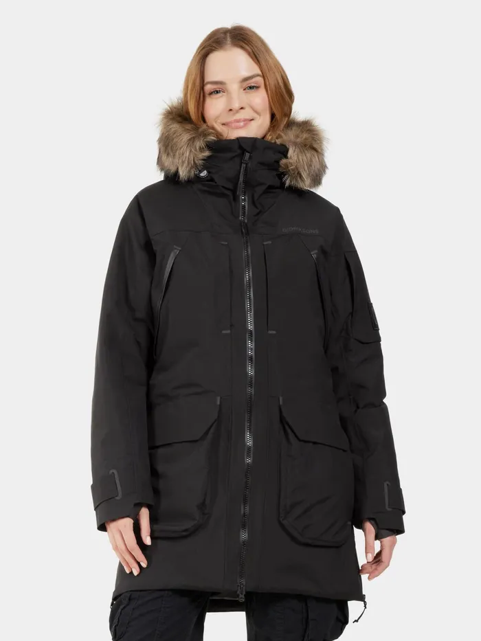 Women Ceres Parka Black Didriksons Autumn Jackets