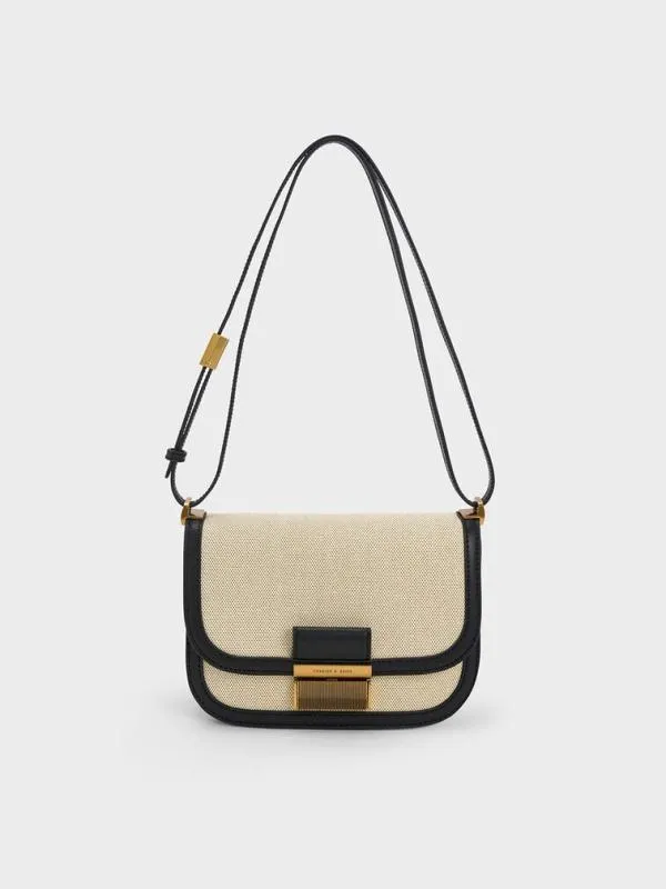 Women Charlot Canvas Crossbody Bag 8211 Black CHARLES and KEITH Crossbody Bags Women Charlot Canvas Crossbody Bag 8211 Black CHARLES and KEITH Crossbody Bags