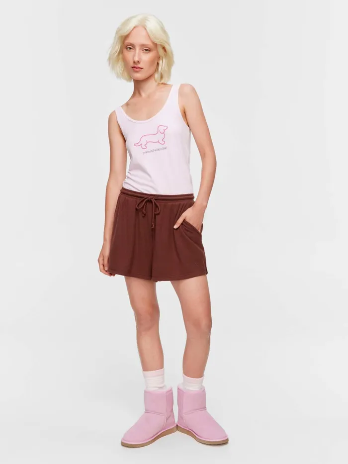 Women Chocolate Soft Waffle Mid Short Brown Peter Alexander Shorts