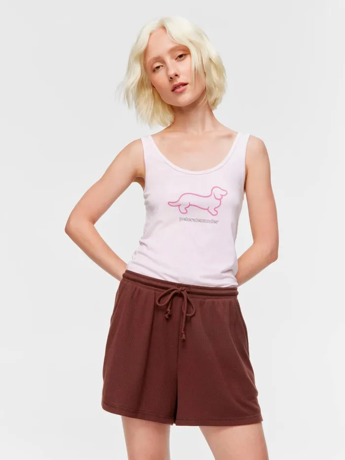 Women Chocolate Soft Waffle Mid Short Brown Peter Alexander Shorts