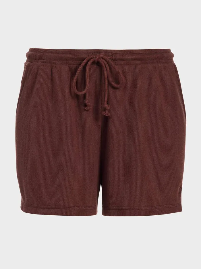 Women Chocolate Soft Waffle Mid Short Brown Peter Alexander Shorts
