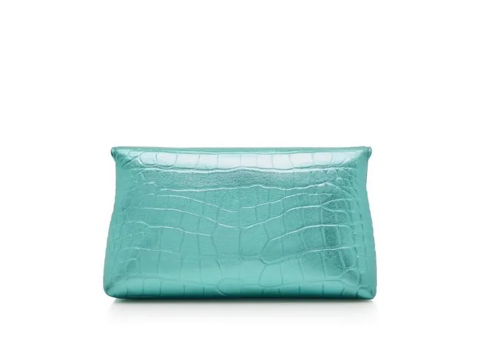Women Clutches Tom Ford Metallic Stamped Leather Natalia Mini Bag Lagoon Women Clutches Tom Ford Metallic Stamped Leather Natalia Mini Bag Lagoon