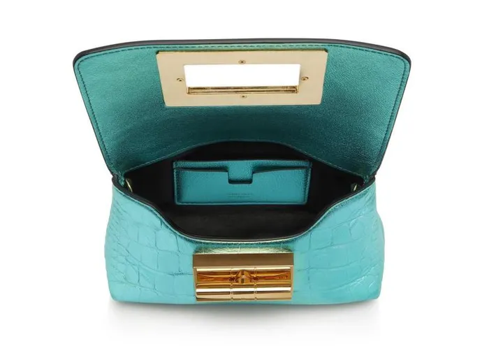 Women Clutches Tom Ford Metallic Stamped Leather Natalia Mini Bag Lagoon Women Clutches Tom Ford Metallic Stamped Leather Natalia Mini Bag Lagoon