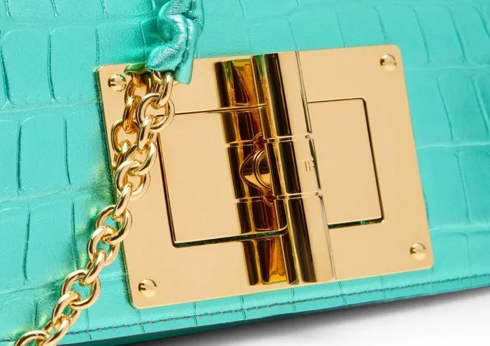 Women Clutches Tom Ford Metallic Stamped Leather Natalia Mini Bag Lagoon Women Clutches Tom Ford Metallic Stamped Leather Natalia Mini Bag Lagoon