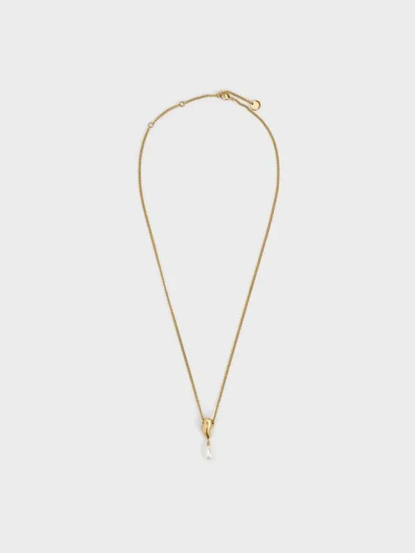 Women Corrine Teardrop Pearl Necklace 8211 Brush Gold CHARLES and KEITH Necklaces Women Corrine Teardrop Pearl Necklace 8211 Brush Gold CHARLES and KEITH Necklaces