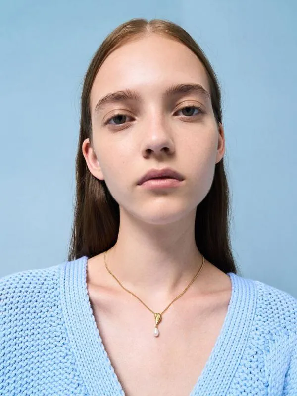 Women Corrine Teardrop Pearl Necklace 8211 Brush Gold CHARLES and KEITH Necklaces Women Corrine Teardrop Pearl Necklace 8211 Brush Gold CHARLES and KEITH Necklaces