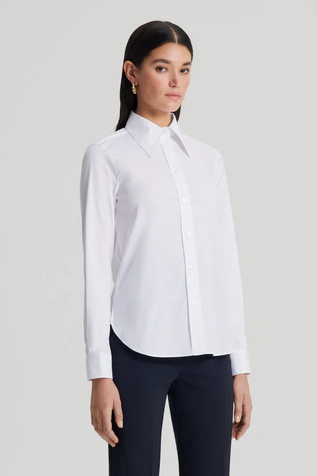 Women COTTON SLIM FIT SHIRT WHITE Shirts Scanlan Theodore Women COTTON SLIM FIT SHIRT WHITE Shirts Scanlan Theodore