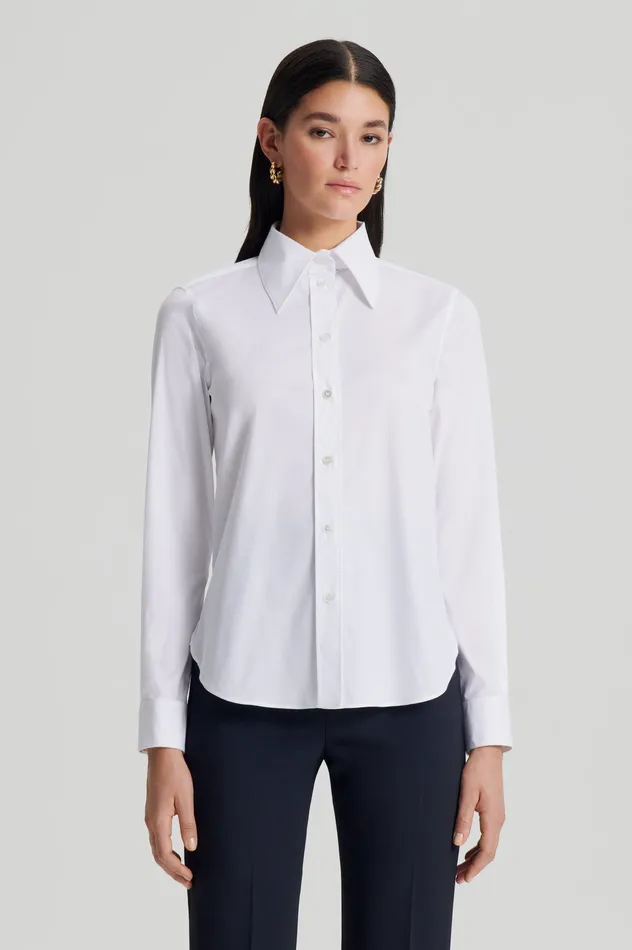 Women COTTON SLIM FIT SHIRT WHITE Shirts Scanlan Theodore Women COTTON SLIM FIT SHIRT WHITE Shirts Scanlan Theodore