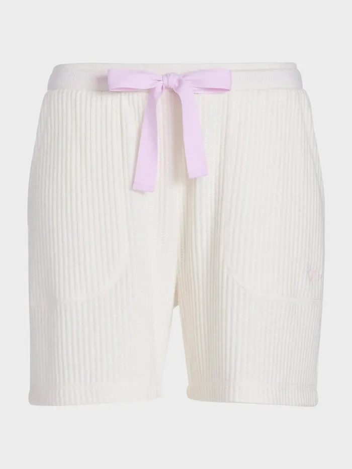 Women Cream Brushed Waffle Long Short Cream Peter Alexander Shorts