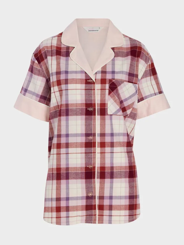 Women Cream Check Short Sleeve Shirt Multi Peter Alexander Tops