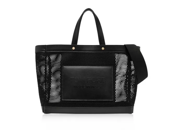 Women Cross Body Bags Tom Ford Mesh And Leather T Screw Small EW Shopping Bag Black Women Cross Body Bags Tom Ford Mesh And Leather T Screw Small EW Shopping Bag Black