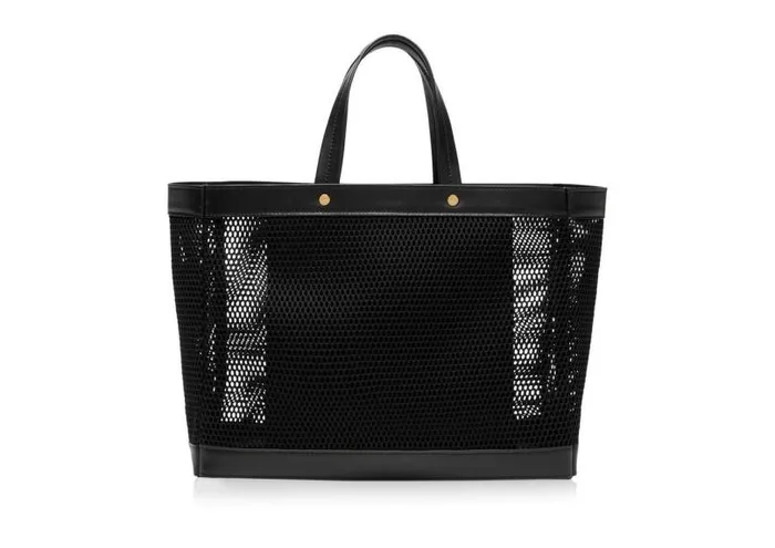 Women Cross Body Bags Tom Ford Mesh And Leather T Screw Small EW Shopping Bag Black Women Cross Body Bags Tom Ford Mesh And Leather T Screw Small EW Shopping Bag Black