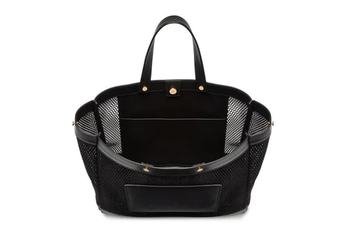 Women Cross Body Bags Tom Ford Mesh And Leather T Screw Small EW Shopping Bag Black Women Cross Body Bags Tom Ford Mesh And Leather T Screw Small EW Shopping Bag Black