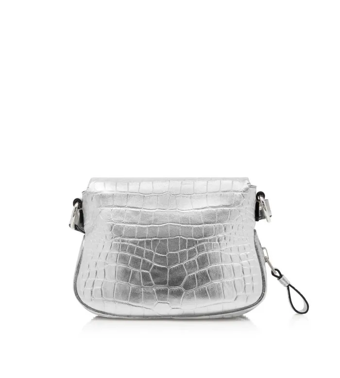Women Cross Body Bags Tom Ford Stamped Leather Jennifer Mini Bag Silver