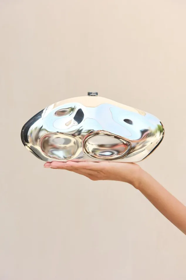 Women Cult Gaia Clutches CALDERA CLUTCH 8211 SHINY SILVER Women Cult Gaia Clutches CALDERA CLUTCH 8211 SHINY SILVER
