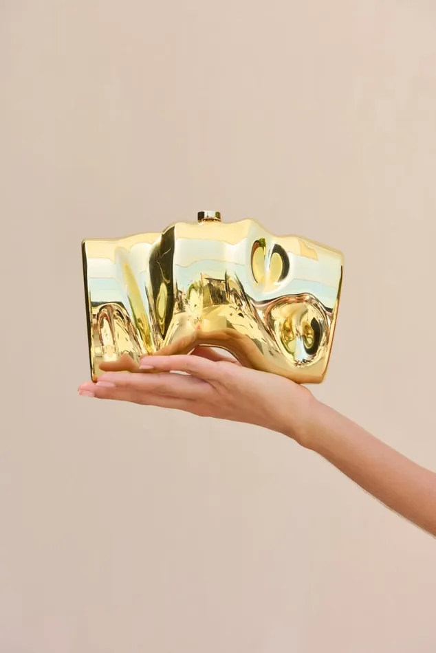 Women Cult Gaia Clutches SCRUNCH CLUTCH 8211 SHINY GOLD Women Cult Gaia Clutches SCRUNCH CLUTCH 8211 SHINY GOLD