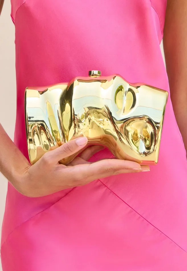 Women Cult Gaia Clutches SCRUNCH CLUTCH 8211 SHINY GOLD Women Cult Gaia Clutches SCRUNCH CLUTCH 8211 SHINY GOLD