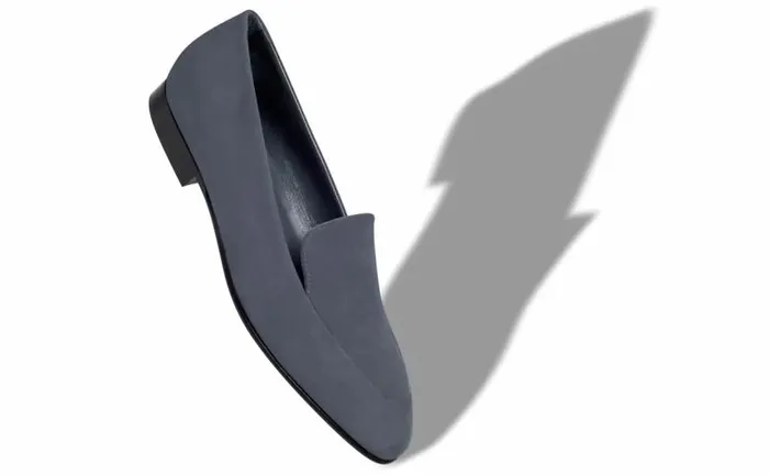 Women Dark Grey Suede Loafers Manolo Blahnik Flats