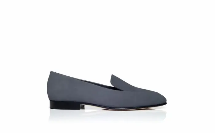 Women Dark Grey Suede Loafers Manolo Blahnik Flats