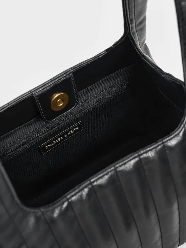 Women Donna CrinkleEffect Tote Bag 8211 Black CHARLES and KEITH Tote Bags