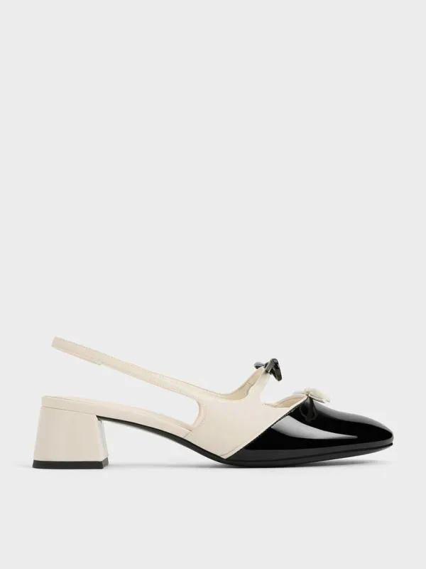 Women Dorri TwoTone DoubleBow Slingback Pumps 8211 Chalk CHARLES and KEITH Heels Women Dorri TwoTone DoubleBow Slingback Pumps 8211 Chalk CHARLES and KEITH Heels