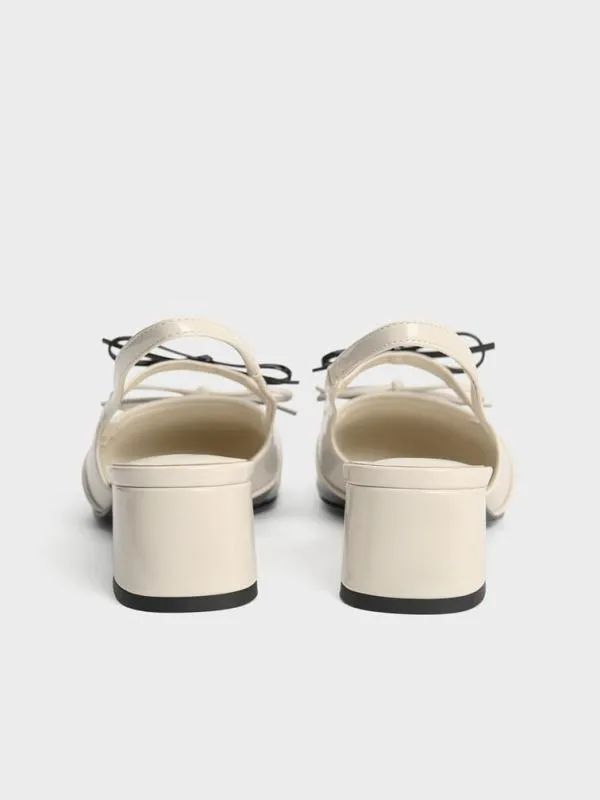 Women Dorri TwoTone DoubleBow Slingback Pumps 8211 Chalk CHARLES and KEITH Heels