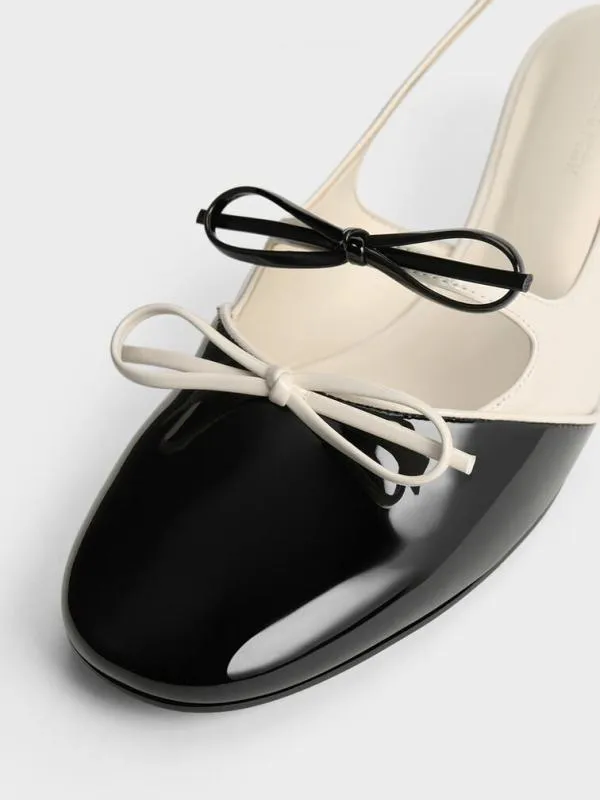 Women Dorri TwoTone DoubleBow Slingback Pumps 8211 Chalk CHARLES and KEITH Heels
