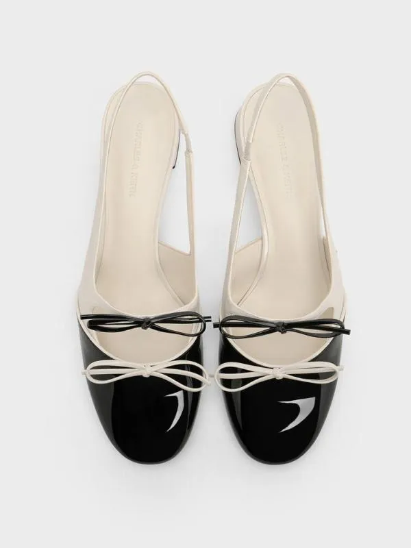 Women Dorri TwoTone DoubleBow Slingback Pumps 8211 Chalk CHARLES and KEITH Heels