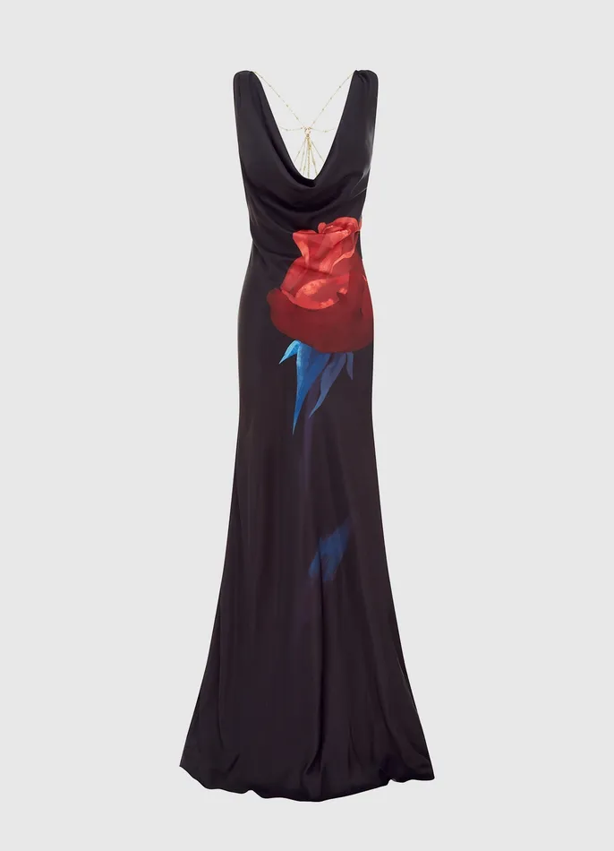 Women Dresses and Jumpsuits LEO LIN Ariana Open Back Gown 8211 Rose Print