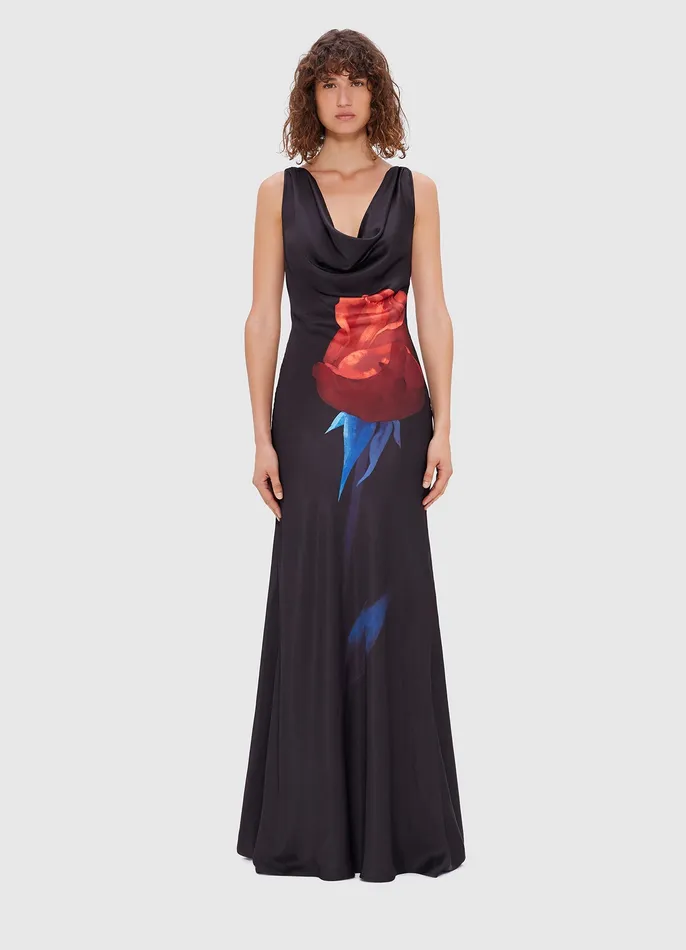 Women Dresses and Jumpsuits LEO LIN Ariana Open Back Gown 8211 Rose Print