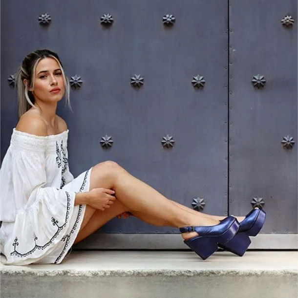 Women DYLAN Blue Metal Clergerie Wedges