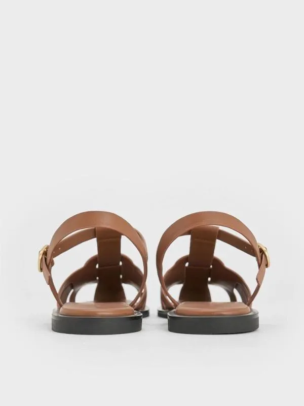 Women Easley TBar Caged Sandals 8211 Caramel CHARLES and KEITH Sandals