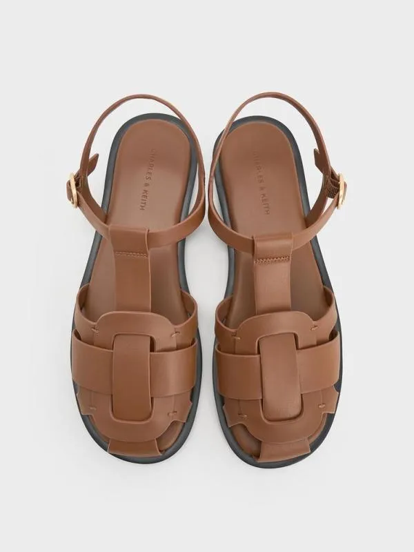 Women Easley TBar Caged Sandals 8211 Caramel CHARLES and KEITH Sandals