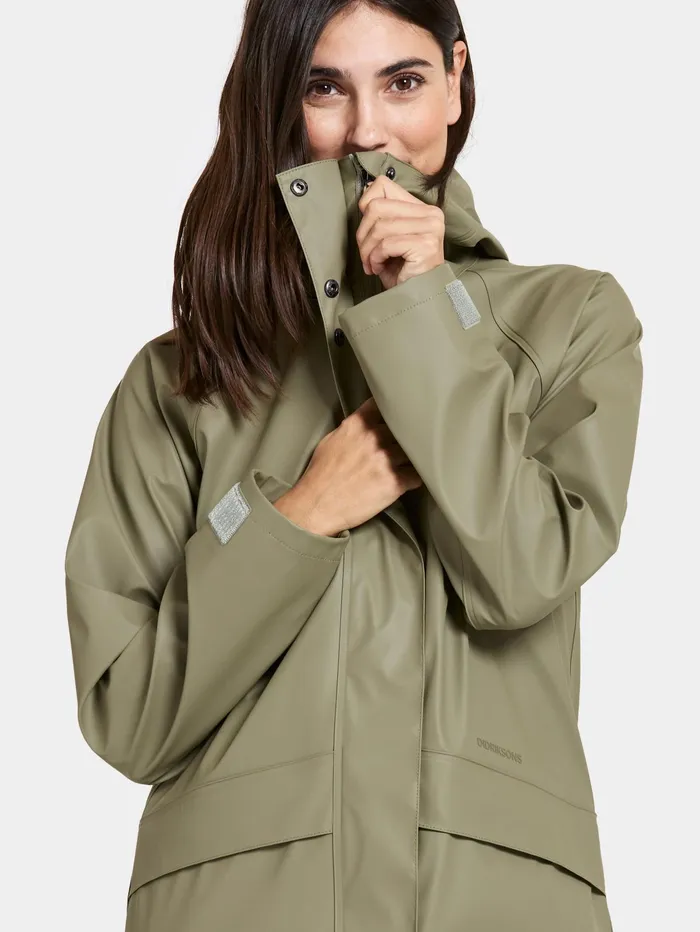 Women Elly Parka Galon Mistel Green Didriksons Spring Jackets