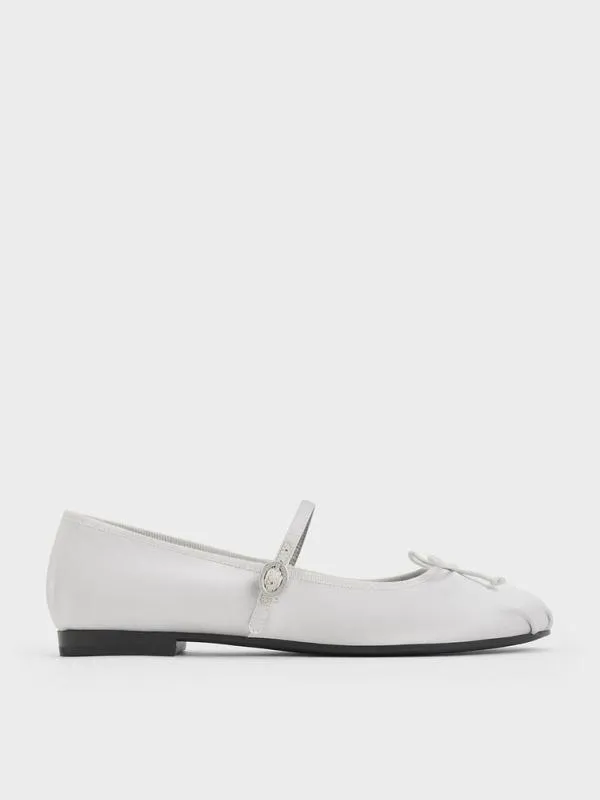 Women Emiko Satin Bow Mary Jane Flats 8211 Silver CHARLES and KEITH Ballet Flats Women Emiko Satin Bow Mary Jane Flats 8211 Silver CHARLES and KEITH Ballet Flats