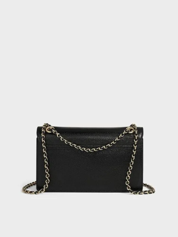 Women Everline Glittered BraidedStrap Shoulder Bag 8211 Black CHARLES and KEITH Shoulder Bags