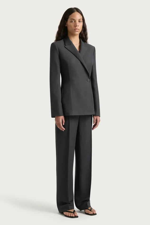 Women Faithfull The Brand Outerwear Enna Long Sleeve Blazer Charcoal