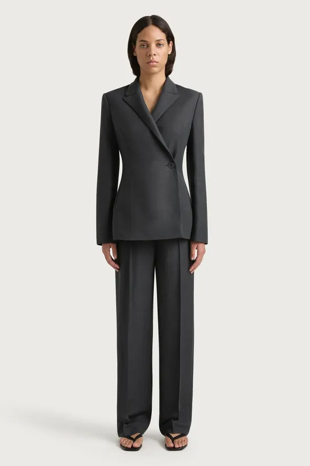 Women Faithfull The Brand Outerwear Enna Long Sleeve Blazer Charcoal
