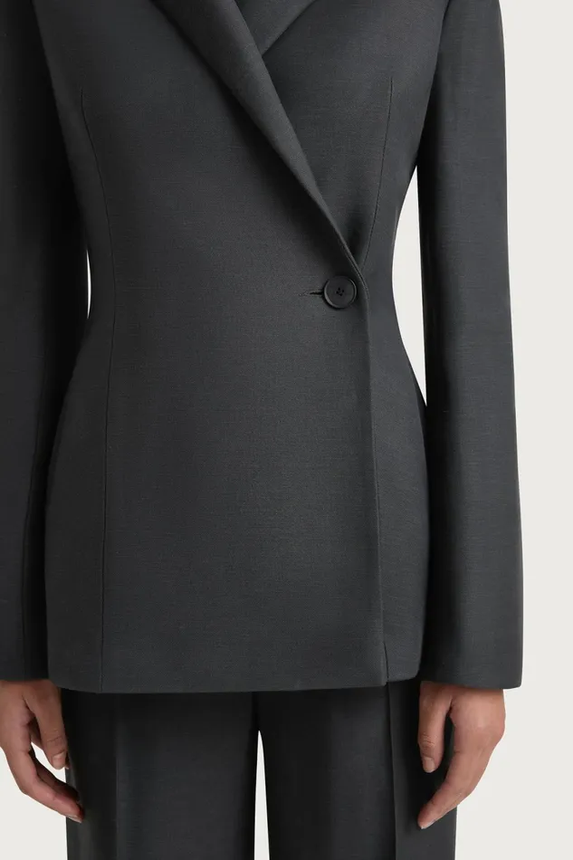 Women Faithfull The Brand Outerwear Enna Long Sleeve Blazer Charcoal