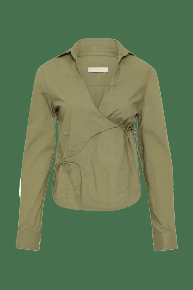 Women Faithfull The Brand Tops Baia Wrap Shirt Khaki
