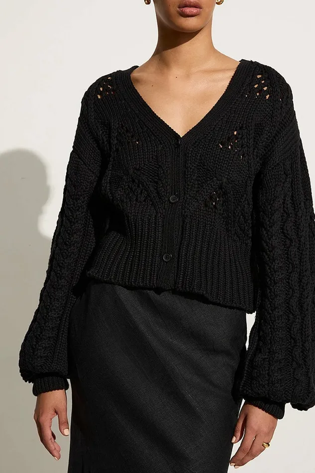 Women Faithfull The Brand Tops Dayana Cardigan Black 8211 Faithfull The Brand