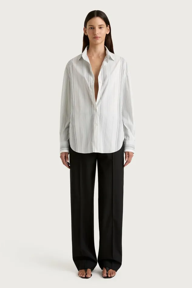 Women Faithfull The Brand Tops En Vau Shirt Striped Soft Blue