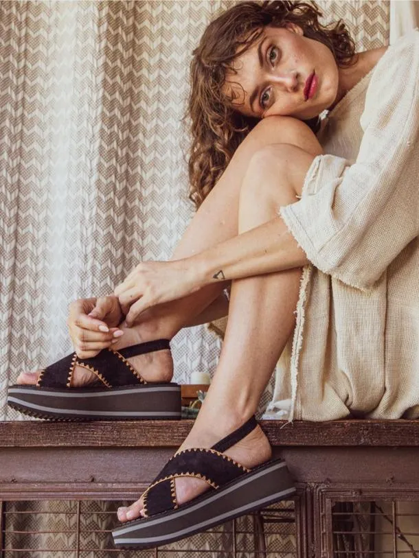 Women FREEDOM Suede Black Clergerie Sandals