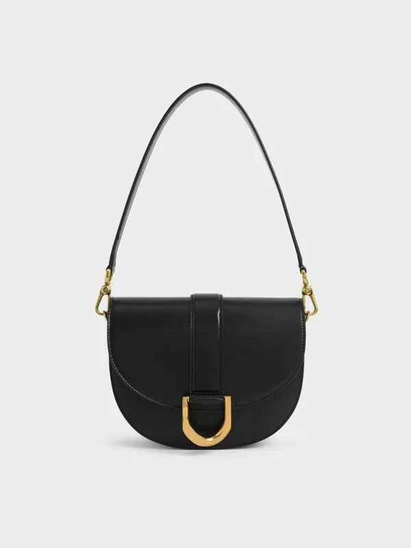 Women Gabine Saddle Bag 8211 Black CHARLES and KEITH Crossbody Bags