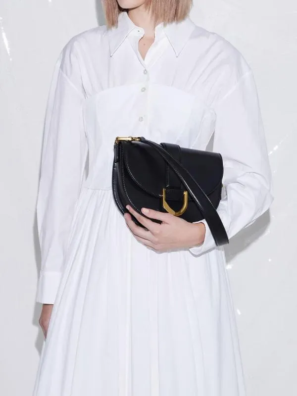 Women Gabine Saddle Bag 8211 Black CHARLES and KEITH Crossbody Bags Women Gabine Saddle Bag 8211 Black CHARLES and KEITH Crossbody Bags