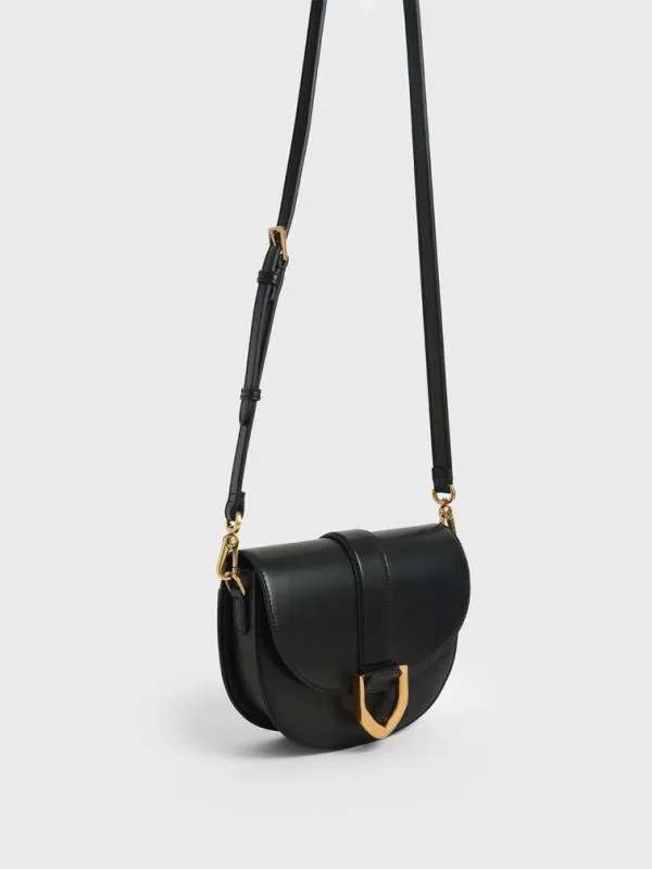 Women Gabine Saddle Bag 8211 Black CHARLES and KEITH Crossbody Bags Women Gabine Saddle Bag 8211 Black CHARLES and KEITH Crossbody Bags
