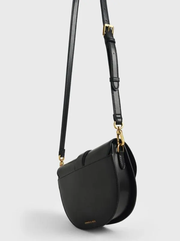 Women Gabine Saddle Bag 8211 Black CHARLES and KEITH Crossbody Bags Women Gabine Saddle Bag 8211 Black CHARLES and KEITH Crossbody Bags