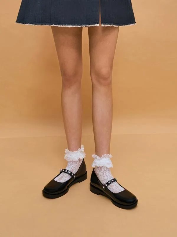 Women GemEncrusted Mary Janes 8211 Black Box CHARLES and KEITH Ballet Flats