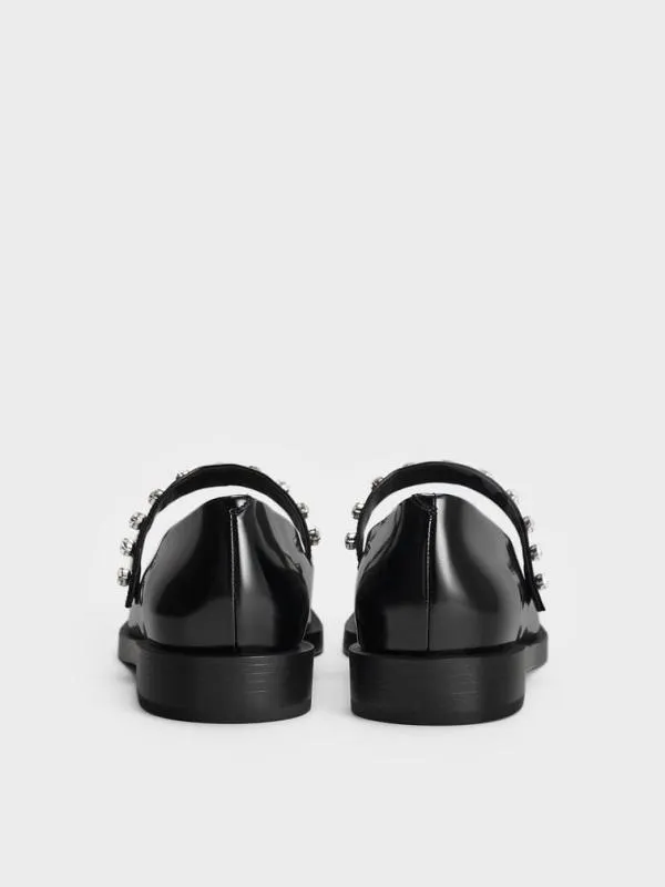 Women GemEncrusted Mary Janes 8211 Black Box CHARLES and KEITH Ballet Flats