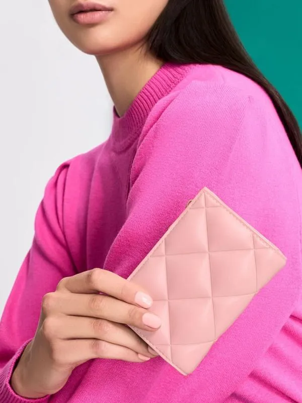 Women Gemma Quilted Cardholder 8211 Light Pink CHARLES and KEITH Small Wallets